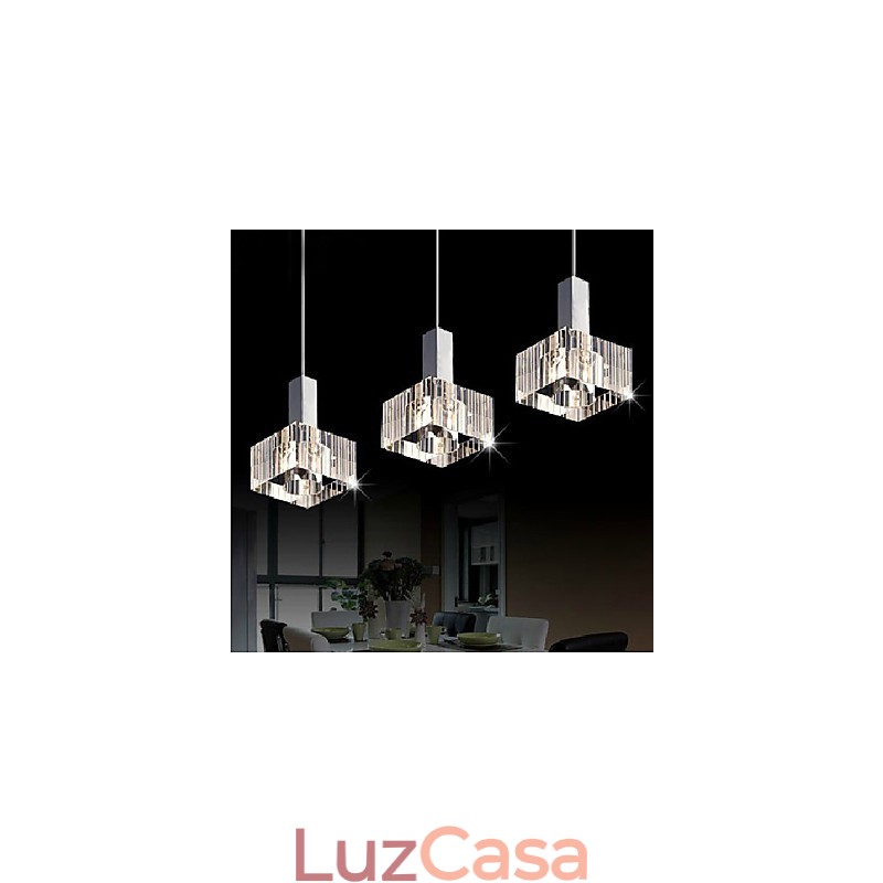 Luminária pendente de cristal três