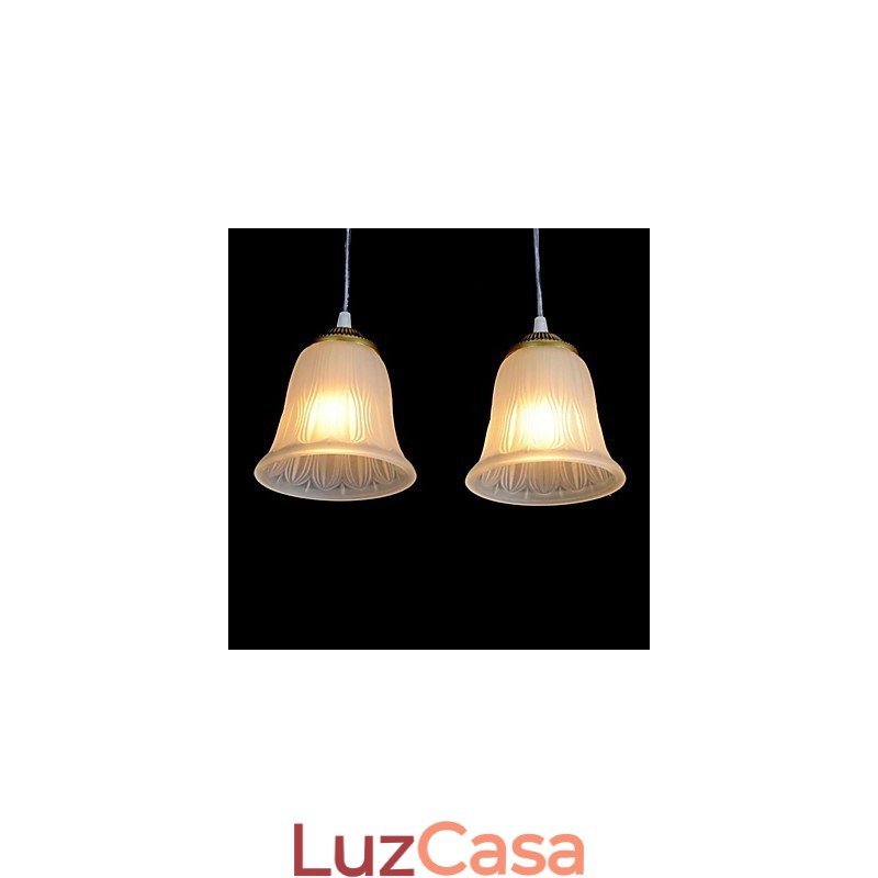Pingente de bronze com quatro luzes, padrão de vidro, abajur europeu, retrô, clássico