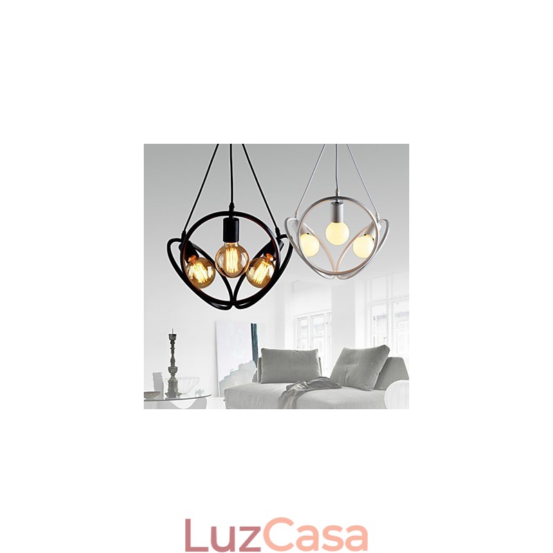 3 Luzes Lustre Pendente Tradicional Clássico Retro Metal