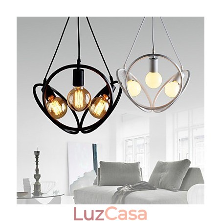 3 Luzes Lustre Pendente Tradicional Clássico Retro Metal 3 Luzes Lustre Pendente Tradicional Clássico Retro Metal