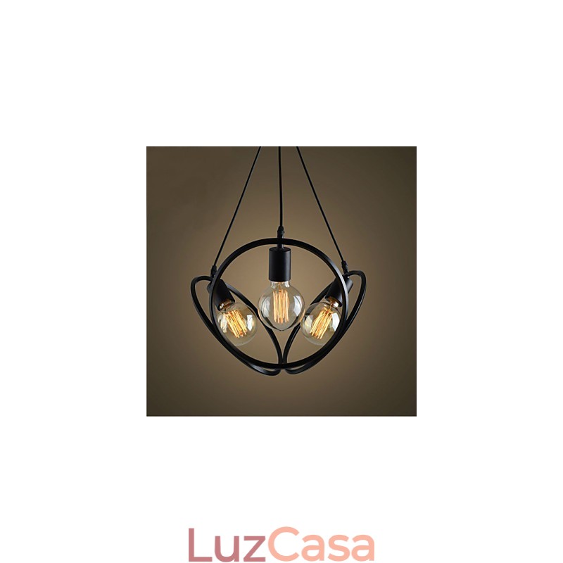 3 Luzes Lustre Pendente Tradicional Clássico Retro Metal