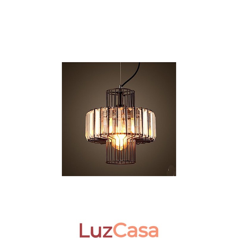 Luminária pendente pequena de cristal country americana