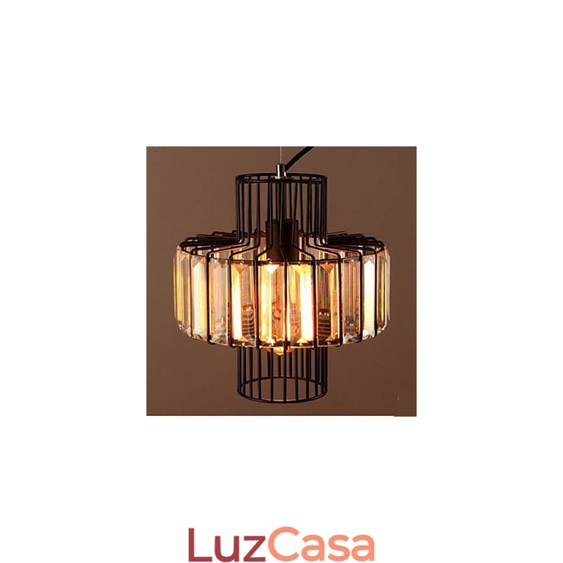 Luminária pendente pequena de cristal country americana
