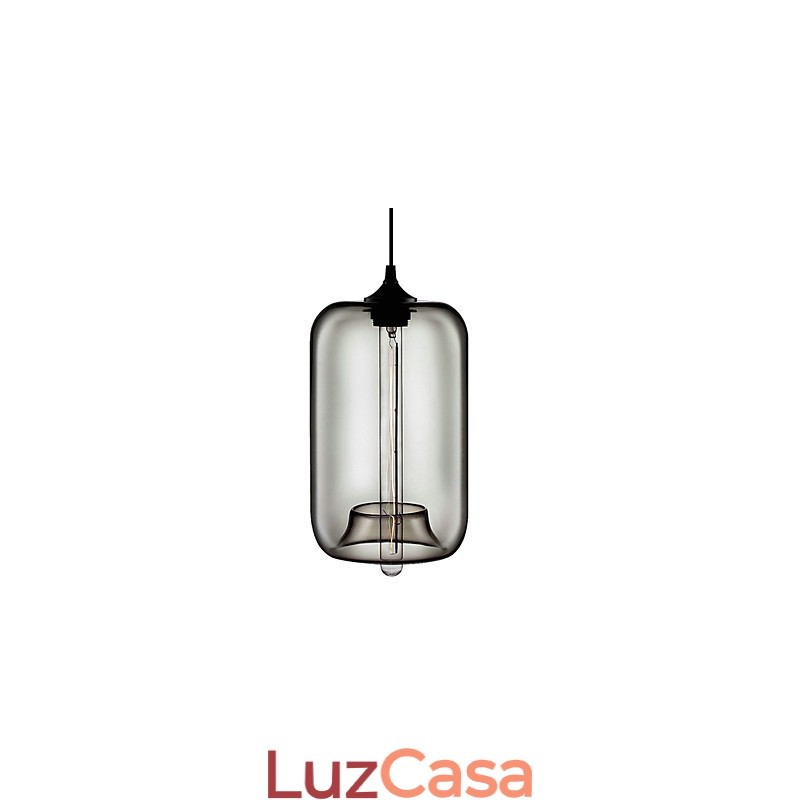 Luminária pendente de vidro transparente de 70 W com design de bolha preta