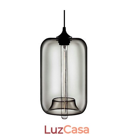 Luminária pendente de vidro transparente de 70 W com design de bolha preta