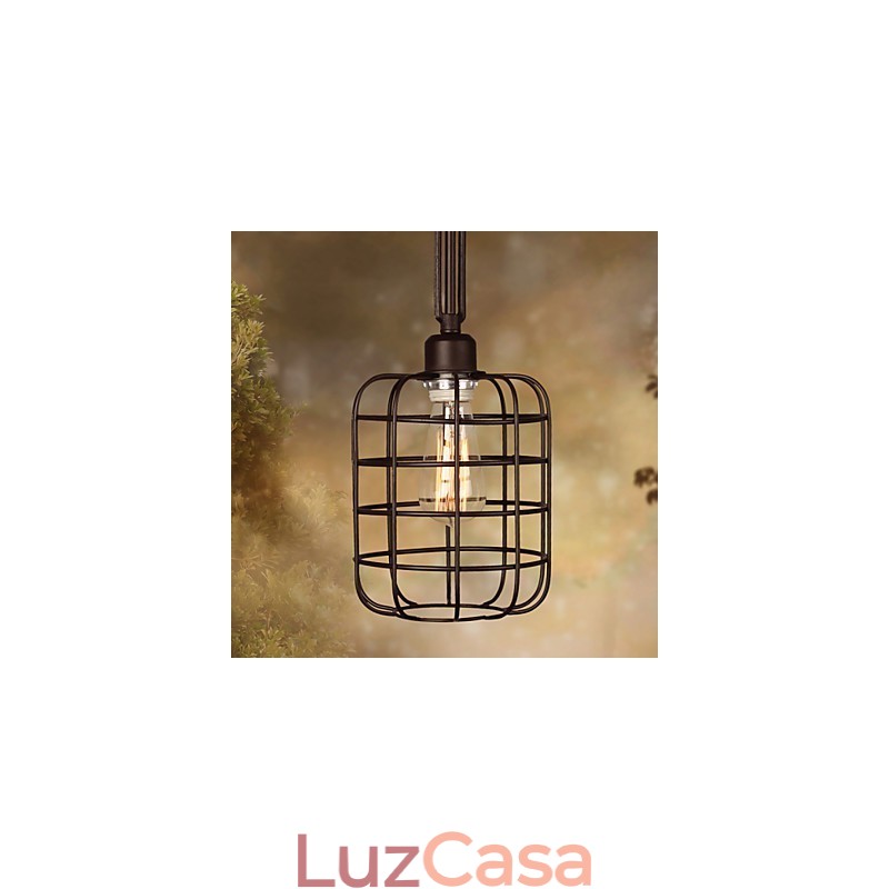 Luminária pendente de metal com pintura estilo retrô mini