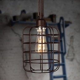 Luminária pendente de metal com pintura estilo retrô mini
