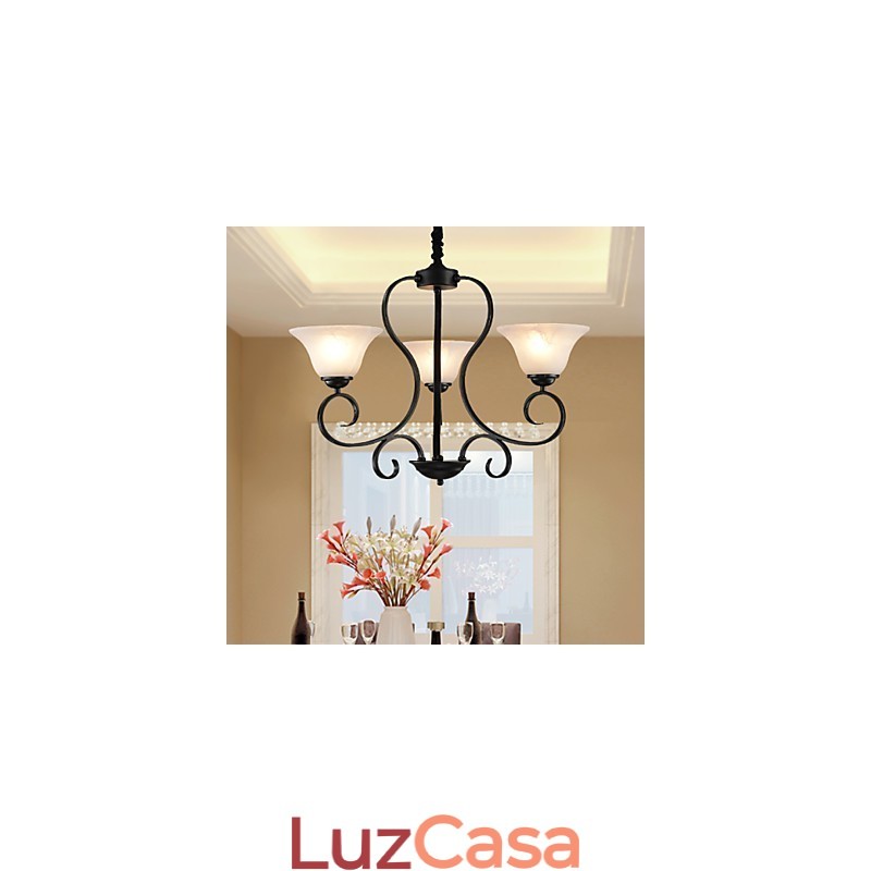 Lustre retrô de 3 luzes Country Metal