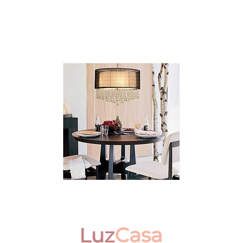 Pendente de cristal contemporâneo de 4 luzes com abajur preto