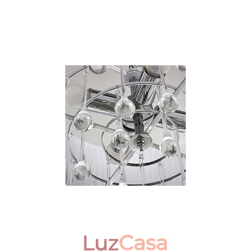 Pendente de cristal contemporâneo de 4 luzes com abajur preto
