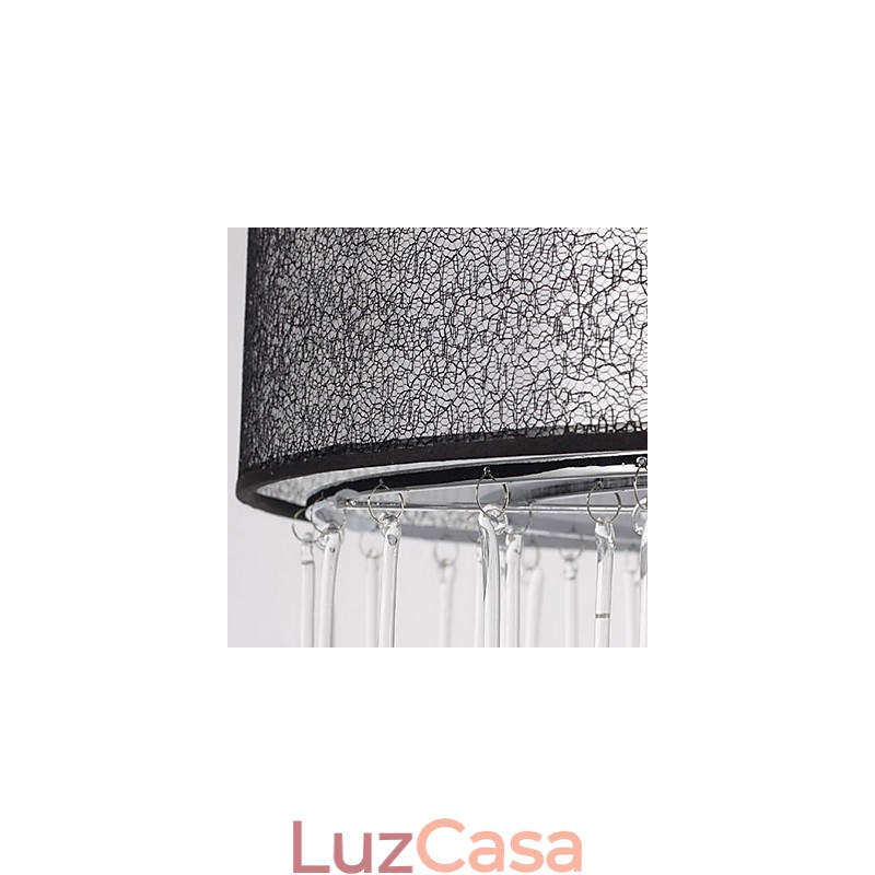 Pendente de cristal contemporâneo de 4 luzes com abajur preto