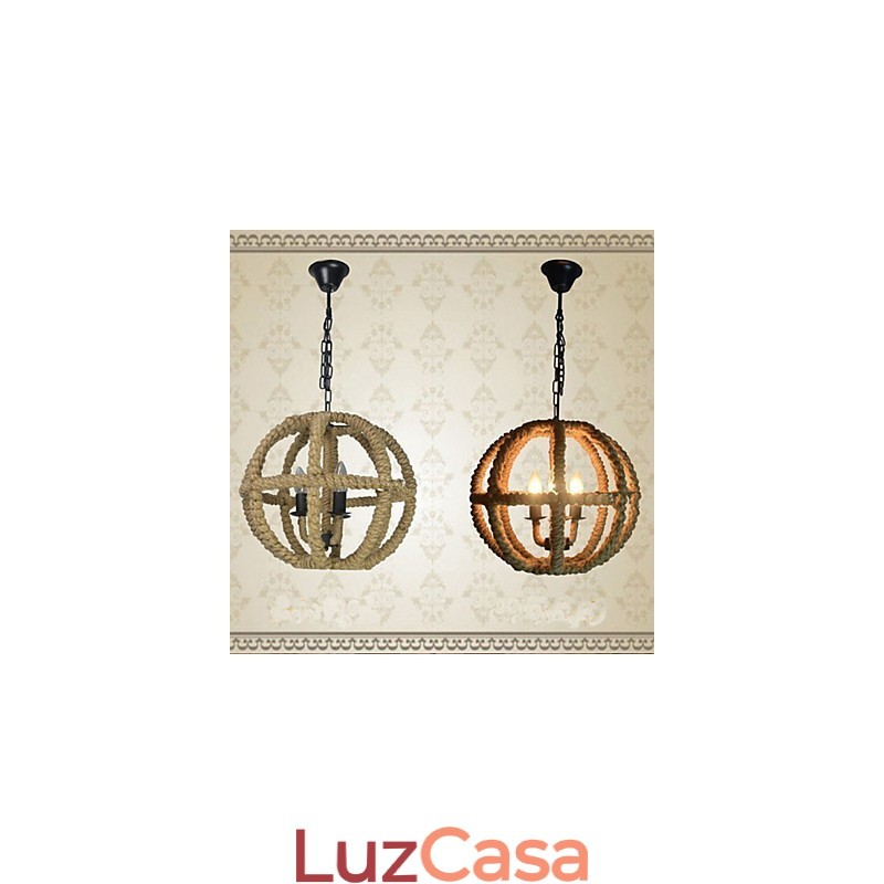 Lustre de ferro forjado retrô de cânhamo industrial rural tipo norte-americano
