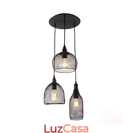 Luminárias pendentes estilo mini rústico chalé retrô country garagem metal