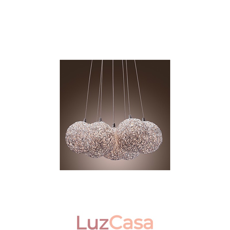 Luminária pendente contemporânea de alumínio com 7 luzes