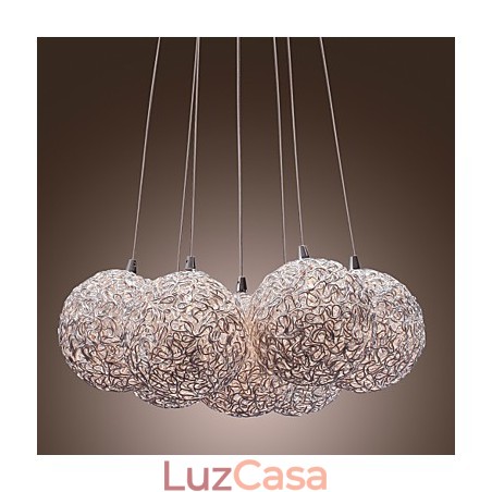 Luminária pendente contemporânea de alumínio com 7 luzes Luminária pendente contemporânea de alumínio com 7 luzes