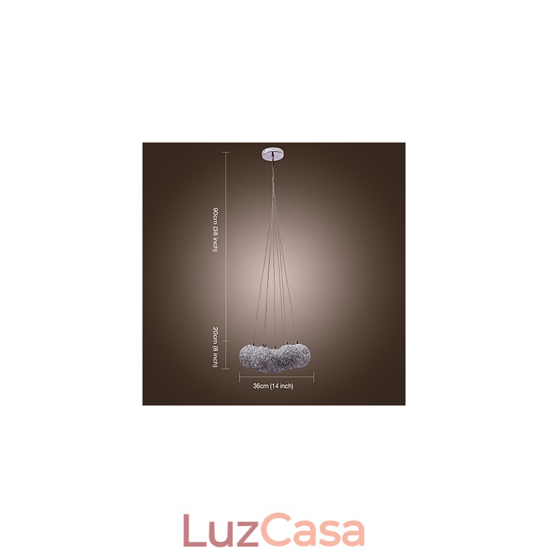 Luminária pendente contemporânea de alumínio com 7 luzes