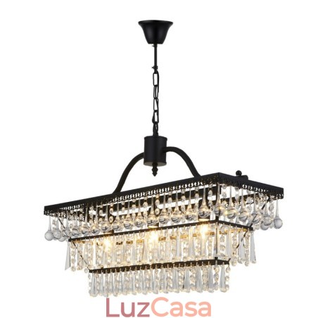 Lustre de cristal clássico tradicional retangular de 3 camadas para Lustre de cristal clássico tradicional retangular de 3 camadas para