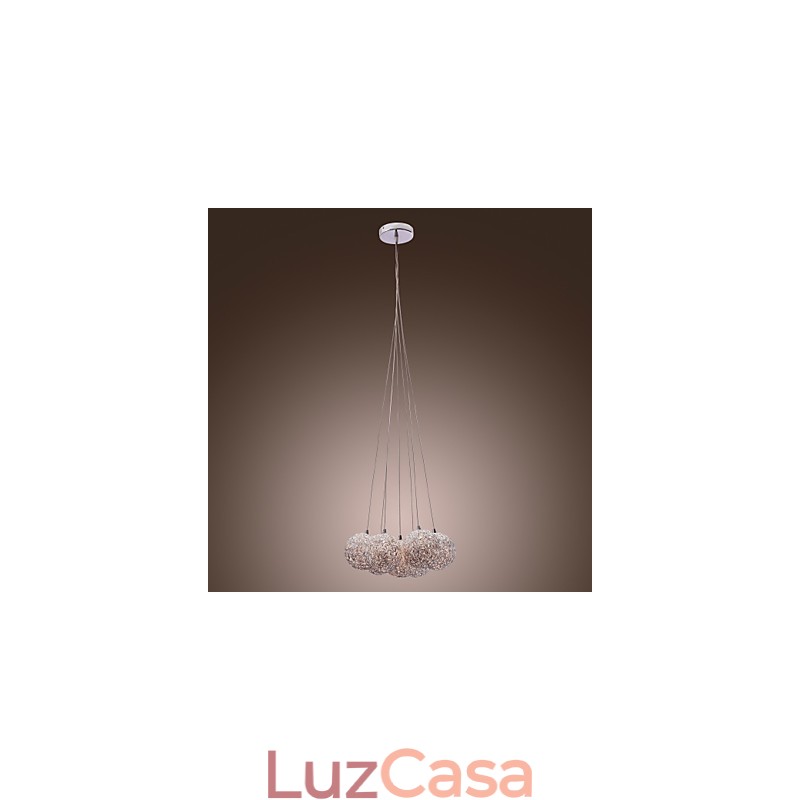 Luminária pendente contemporânea de alumínio com 7 luzes