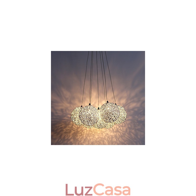 Luminária pendente contemporânea de alumínio com 7 luzes