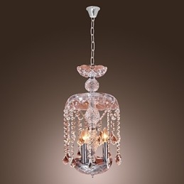 Luminária pendente de cristal moderna com 3 luzes em cúpula de vidro