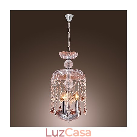 Luminária pendente de cristal moderna com 3 luzes em cúpula de vidro Luminária pendente de cristal moderna com 3 luzes em cúpula de vidro