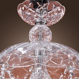 Luminária pendente de cristal moderna com 3 luzes em cúpula de vidro