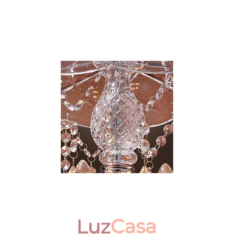 Luminária pendente de cristal moderna com 3 luzes em cúpula de vidro