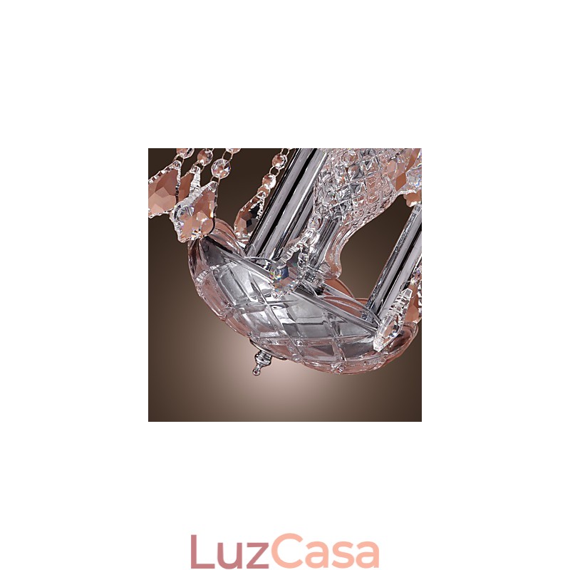 Luminária pendente de cristal moderna com 3 luzes em cúpula de vidro