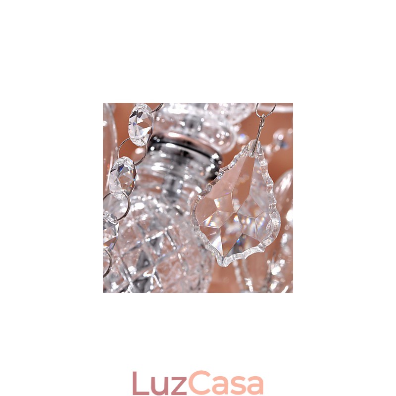 Luminária pendente de cristal moderna com 3 luzes em cúpula de vidro