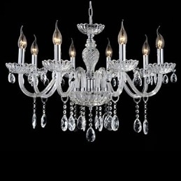 8 Luzes O estilo do palácio Lustre de vidro com lâmpada de vela