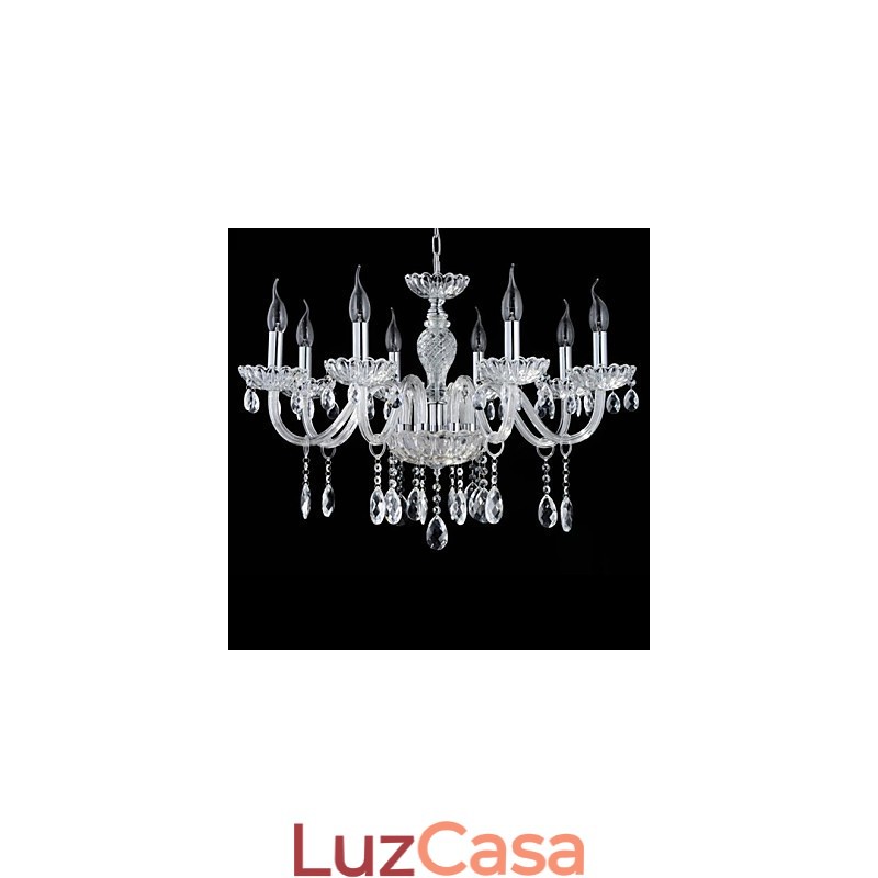 8 Luzes O estilo do palácio Lustre de vidro com lâmpada de vela