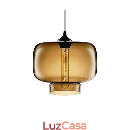 Luminária pendente moderna de vidro de 70 W com design de garrafa transparente marrom Luminária pendente moderna de vidro de 70 W com design de garrafa transparente marrom