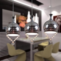 3 Cabeças Pendente Luz Cristal Moderno Contemporâneo Metal