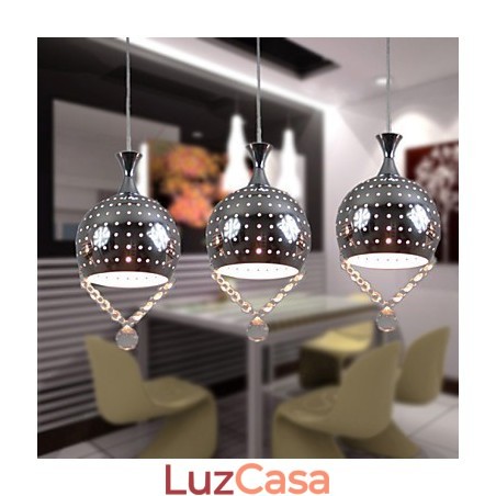 3 Cabeças Pendente Luz Cristal Moderno Contemporâneo Metal 3 Cabeças Pendente Luz Cristal Moderno Contemporâneo Metal