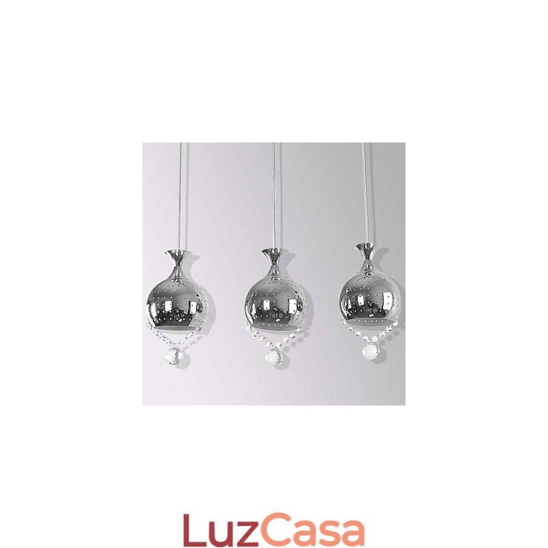 3 Cabeças Pendente Luz Cristal Moderno Contemporâneo Metal