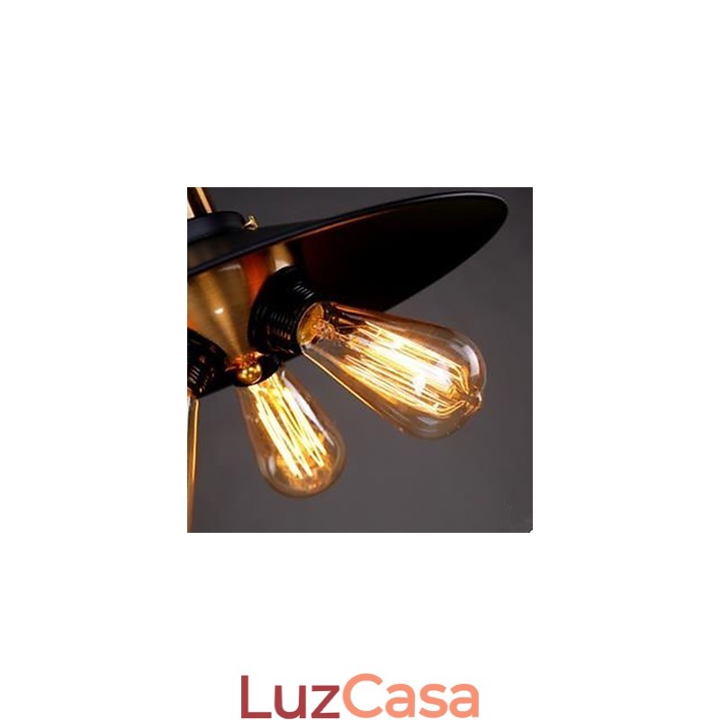 Lanterna suspensa triangular com cabeça de cobre