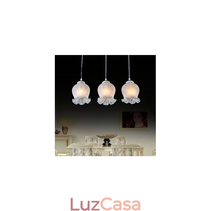 Pendente Branco Três Luzes Europeu Retro Clássico