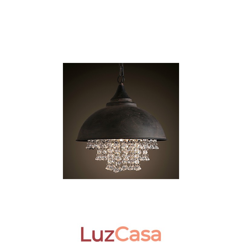 Luminária pendente loft cristal retrô café luz garagem metal