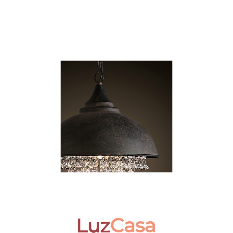 Luminária pendente loft cristal retrô café luz garagem metal