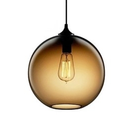 Luminária pendente de vidro moderna com design de bolha marrom redonda