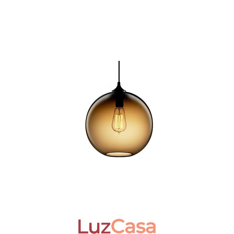 Luminária pendente de vidro moderna com design de bolha marrom redonda