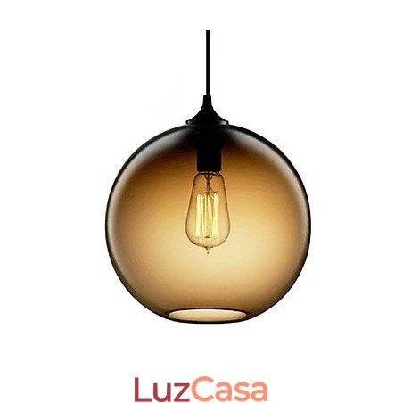 Luminária pendente de vidro moderna com design de bolha marrom redonda Luminária pendente de vidro moderna com design de bolha marrom redonda