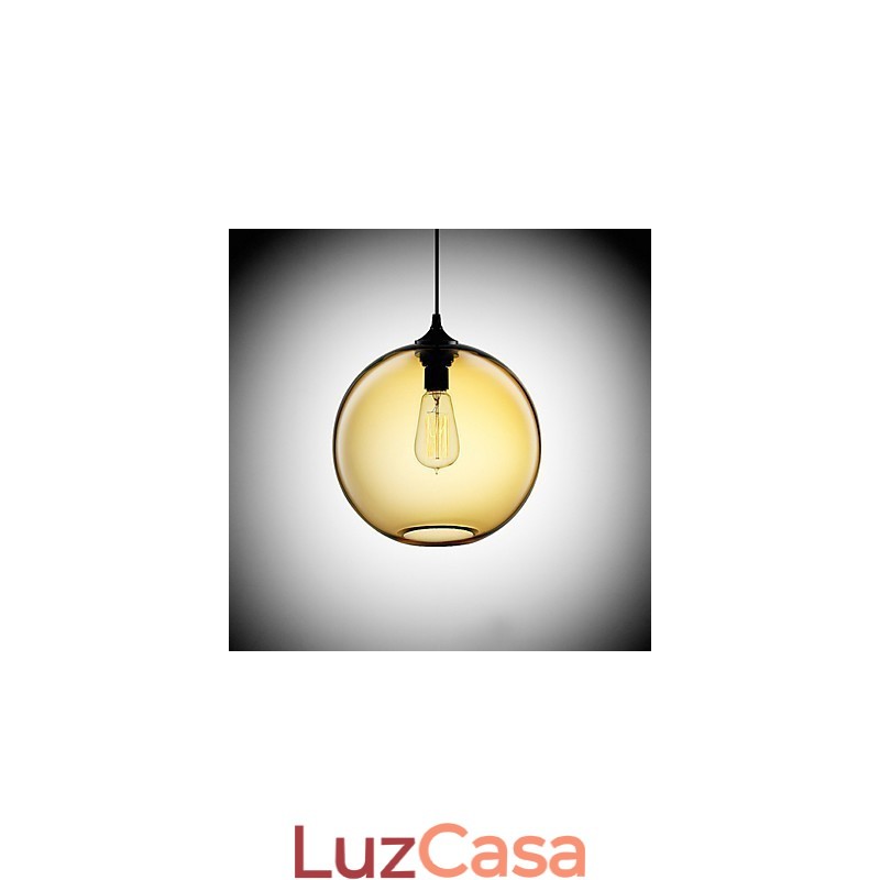 Luminária pendente de vidro moderna com design de bolha marrom redonda