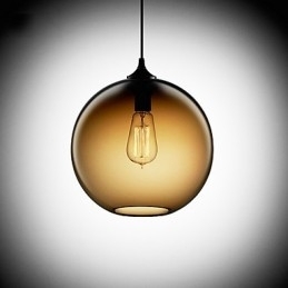 Luminária pendente de vidro moderna com design de bolha marrom redonda