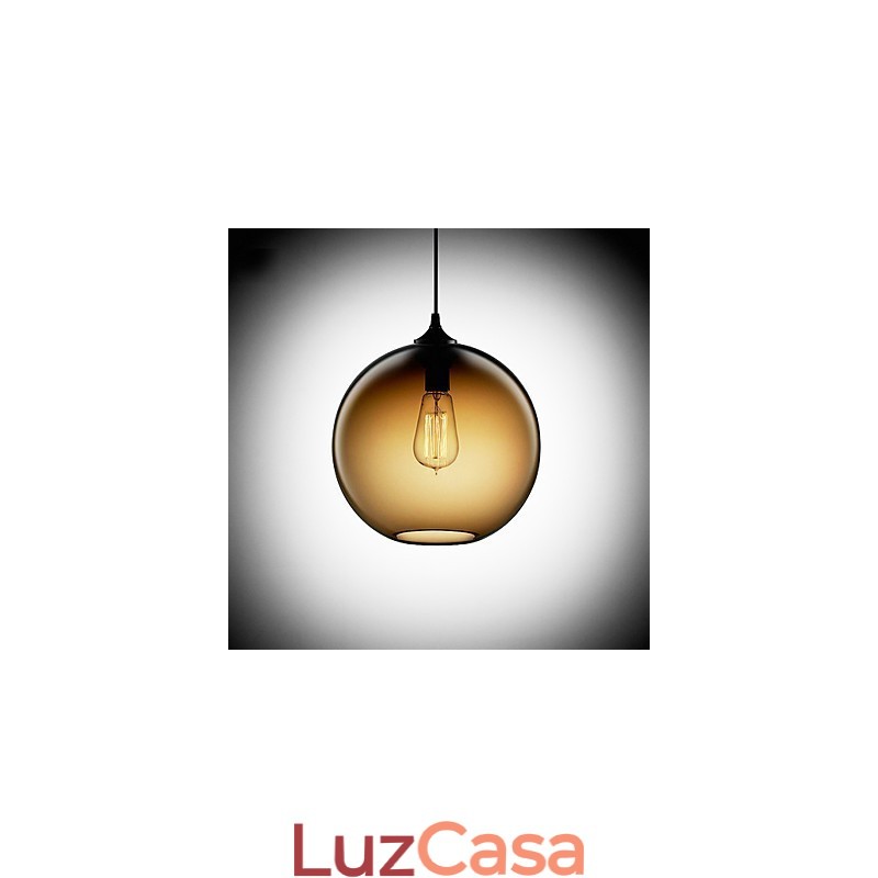 Luminária pendente de vidro moderna com design de bolha marrom redonda
