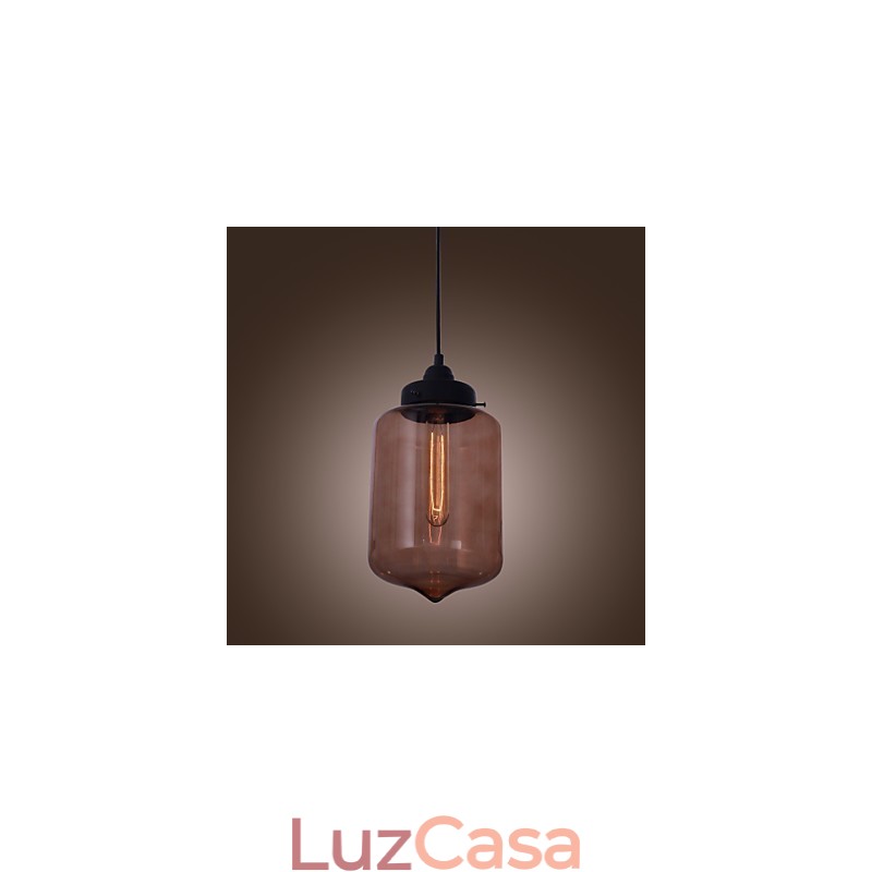 Luminária pendente de vidro moderna de 70 W com design de garrafa transparente
