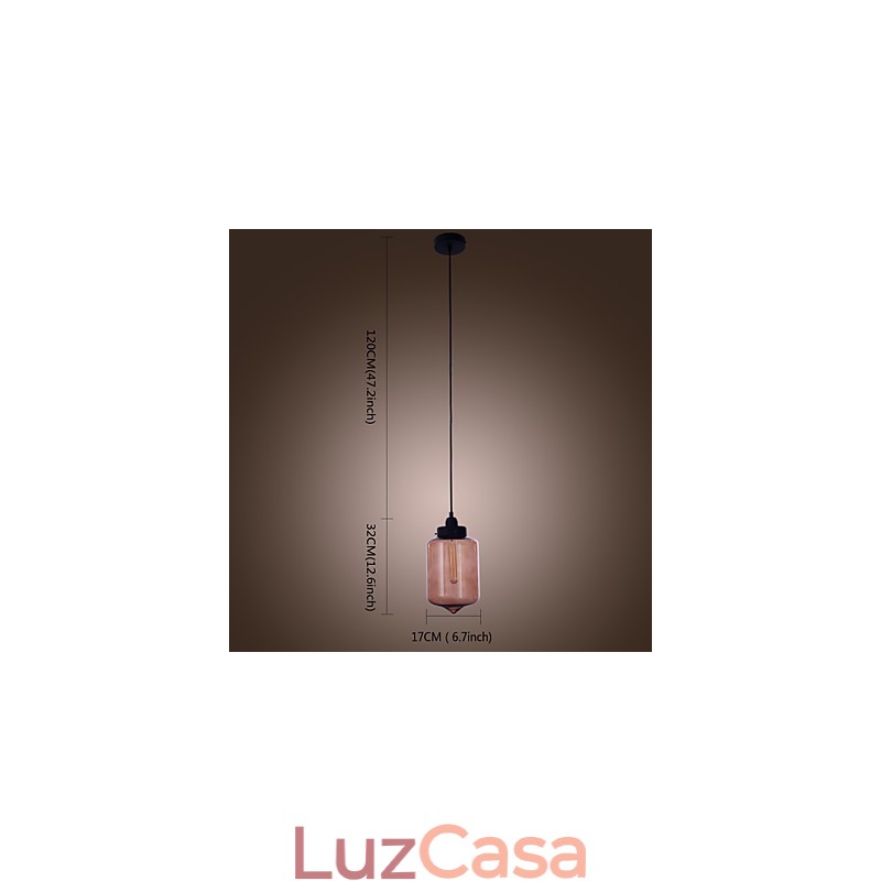 Luminária pendente de vidro moderna de 70 W com design de garrafa transparente