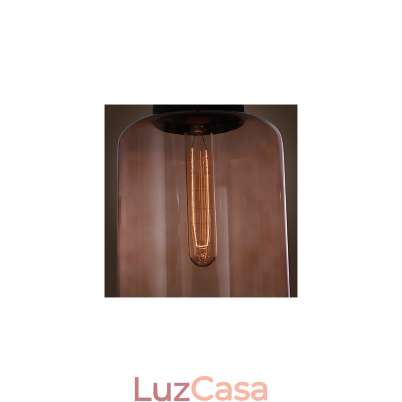 Luminária pendente de vidro moderna de 70 W com design de garrafa transparente