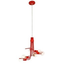 Pendente de 6 luzes característico estilo norte-americano em vermelho