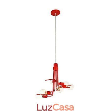 Pendente de 6 luzes característico estilo norte-americano em vermelho